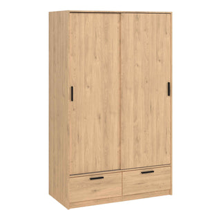 Line Wardrobe with 2 Doors 2 Drawers in Jackson Hickory Oak - Giant Lobelia