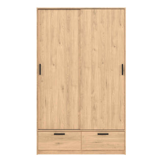 Line Wardrobe with 2 Doors 2 Drawers in Jackson Hickory Oak - Giant Lobelia