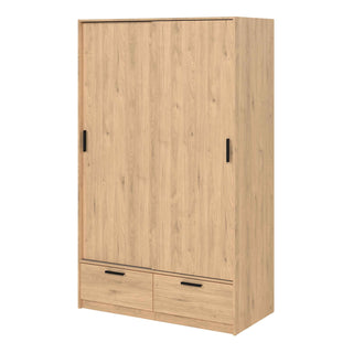 Line Wardrobe with 2 Doors 2 Drawers in Jackson Hickory Oak - Giant Lobelia