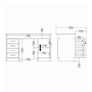 Giant Lobelia Desk 4 Drawer 1 Door in White and Grey - Giant Lobelia