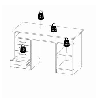 Giant Lobelia Desk 4 Drawer 1 Door in White and Grey - Giant Lobelia