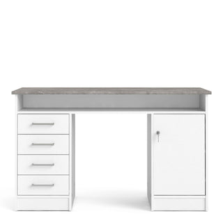 Giant Lobelia Desk 4 Drawer 1 Door in White and Grey - Giant Lobelia