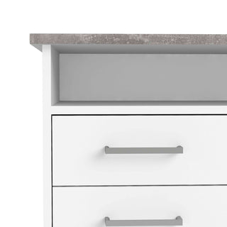 Giant Lobelia Desk 4 Drawer 1 Door in White and Grey - Giant Lobelia