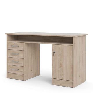 Giant Lobelia Desk 4 Drawer 1 Door in Jackson Hickory Oak - Giant Lobelia