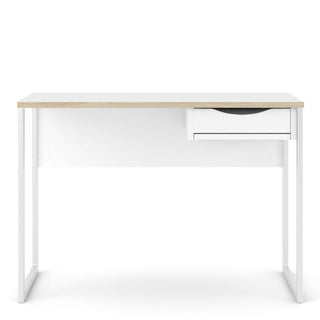 Giant Lobelia Desk 1 Drawer in White with Oak Trim - Giant Lobelia