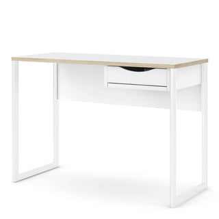 Giant Lobelia Desk 1 Drawer in White with Oak Trim - Giant Lobelia