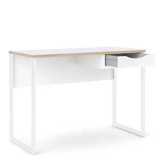 Giant Lobelia Desk 1 Drawer in White with Oak Trim - Giant Lobelia