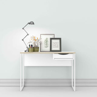 Giant Lobelia Desk 1 Drawer in White with Oak Trim - Giant Lobelia