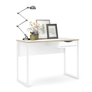 Giant Lobelia Desk 1 Drawer in White with Oak Trim - Giant Lobelia