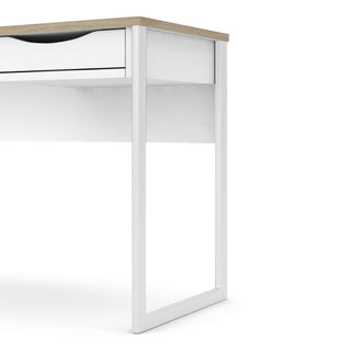 Giant Lobelia Desk 1 Drawer in White with Oak Trim - Giant Lobelia