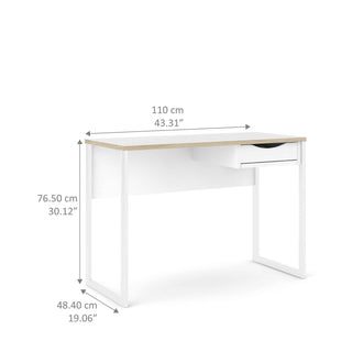 Giant Lobelia Desk 1 Drawer in White with Oak Trim - Giant Lobelia