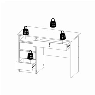 Function Plus 4 Drawer Desk Handleless Drawer in White - Giant Lobelia