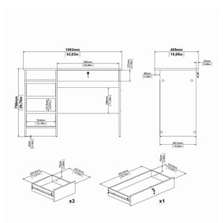 Function Plus 4 Drawer Desk Handleless Drawer in White - Giant Lobelia