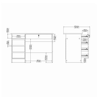 Function Plus 4 Drawer Desk Handleless Drawer in White - Giant Lobelia