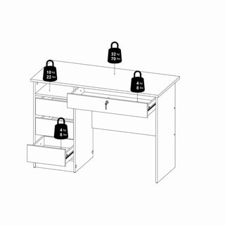 Function Plus 4 Drawer Desk Handleless Drawer in Black - Giant Lobelia