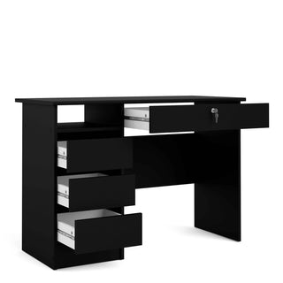 Function Plus 4 Drawer Desk Handleless Drawer in Black - Giant Lobelia