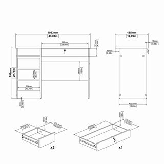 Function Plus 4 Drawer Desk Handleless Drawer in Black - Giant Lobelia