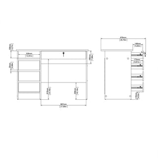 Function Plus 4 Drawer Desk Handleless Drawer in Jackson Hickory Oak - Giant Lobelia