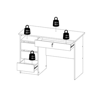 Function Plus 4 Drawer Desk Handleless Drawer in Jackson Hickory Oak - Giant Lobelia