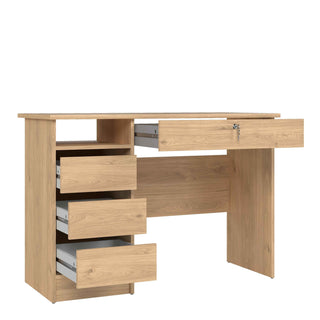 Function Plus 4 Drawer Desk Handleless Drawer in Jackson Hickory Oak - Giant Lobelia