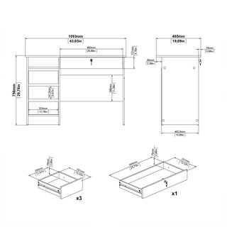 Function Plus 4 Drawer Desk Handleless Drawer in Jackson Hickory Oak - Giant Lobelia