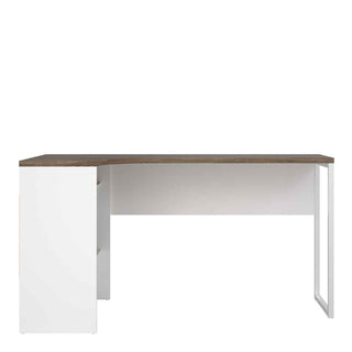 Giant Lobelia Corner Desk 2 Drawers in White and Truffle Oak - Giant Lobelia