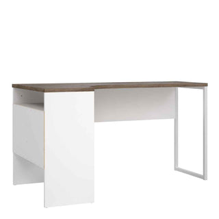 Giant Lobelia Corner Desk 2 Drawers in White and Truffle Oak - Giant Lobelia