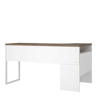 Giant Lobelia Corner Desk 2 Drawers in White and Truffle Oak - Giant Lobelia