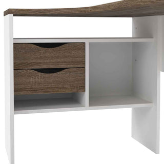 Giant Lobelia Corner Desk 2 Drawers in White and Truffle Oak - Giant Lobelia