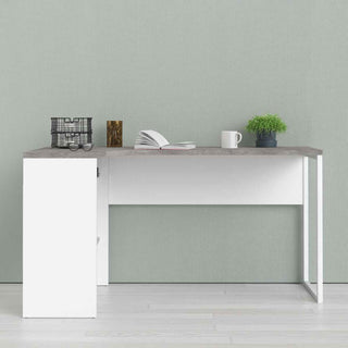 Giant Lobelia Corner Desk 2 Drawers in White and Grey - Giant Lobelia