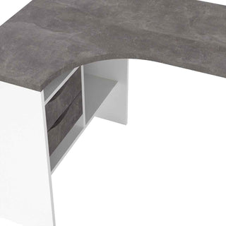 Giant Lobelia Corner Desk 2 Drawers in White and Grey - Giant Lobelia