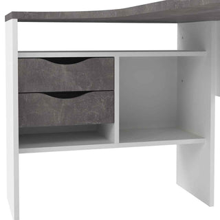 Giant Lobelia Corner Desk 2 Drawers in White and Grey - Giant Lobelia