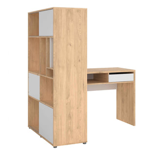 Giant Lobelia Corner Desk with Bookcase Jackson Hickory/White - Giant Lobelia