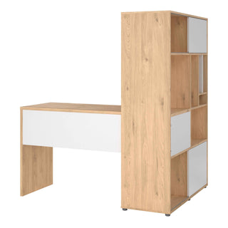 Giant Lobelia Corner Desk with Bookcase Jackson Hickory/White - Giant Lobelia