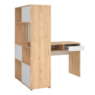 Giant Lobelia Corner Desk with Bookcase Jackson Hickory/White - Giant Lobelia