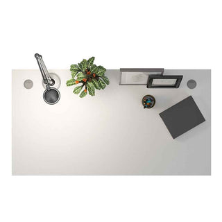 Desk 150cm in White with Height Adjustable Legs with Electric Control in Silver Grey Steel - Giant Lobelia