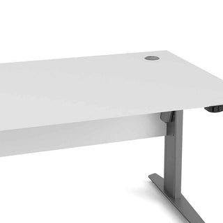 Desk 150cm in White with Height Adjustable Legs with Electric Control in Silver Grey Steel - Giant Lobelia