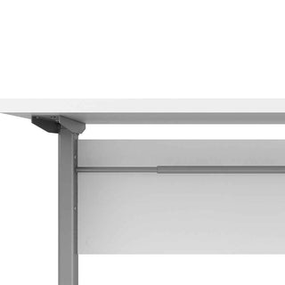 Desk 150cm in White with Height Adjustable Legs with Electric Control in Silver Grey Steel - Giant Lobelia