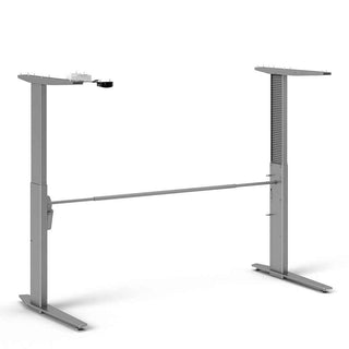 Desk 150cm in White with Height Adjustable Legs with Electric Control in Silver Grey Steel - Giant Lobelia