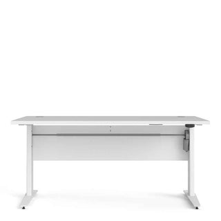 Desk 150cm in White with Height Adjustable Legs with Electric Control in White - Giant Lobelia