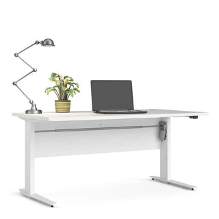 Desk 150cm in White with Height Adjustable Legs with Electric Control in White - Giant Lobelia