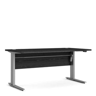 Desk 150cm in Black Woodgrain with Height Adjustable Legs with Electric control in Silver Grey Steel - Giant Lobelia