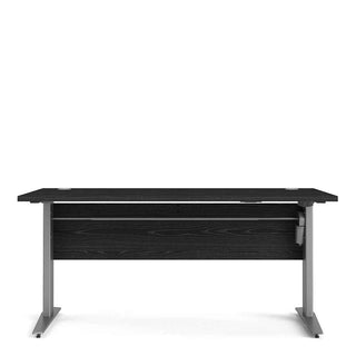 Desk 150cm in Black Woodgrain with Height Adjustable Legs with Electric control in Silver Grey Steel - Giant Lobelia