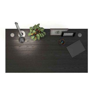 Desk 150cm in Black Woodgrain with White Legs - Giant Lobelia