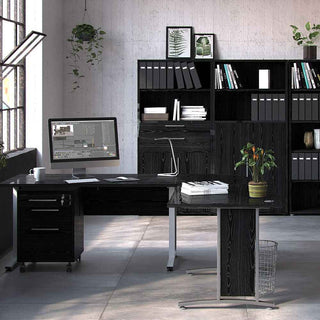 Desk 150cm in Black Woodgrain with White Legs - Giant Lobelia