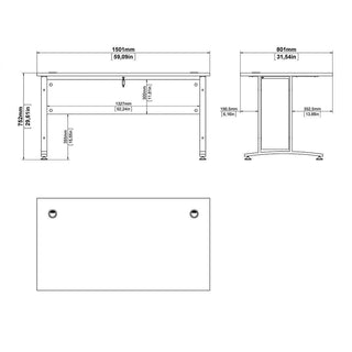 Desk 150cm in Black Woodgrain with White Legs - Giant Lobelia