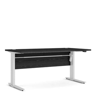 Desk 150cm in Black Woodgrain with Height Adjustable Legs with Electric Control in White - Giant Lobelia