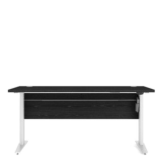 Desk 150cm in Black Woodgrain with Height Adjustable Legs with Electric Control in White - Giant Lobelia