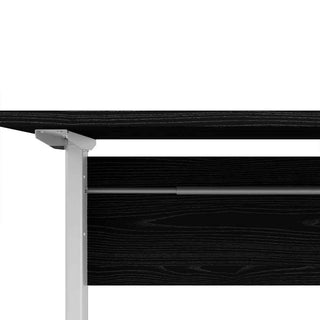 Desk 150cm in Black Woodgrain with Height Adjustable Legs with Electric Control in White - Giant Lobelia