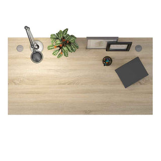 Desk 150cm in Oak with Height Adjustable Legs with Electric Control in Silver Grey Steel - Giant Lobelia